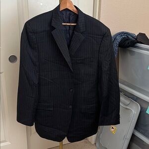 Michael Kors Black Pinstripe Suit Jacket